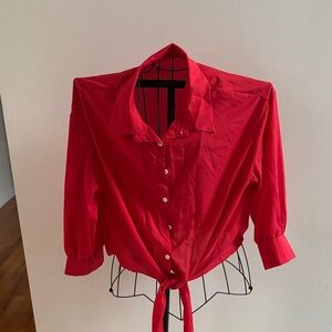 SHEIN Red Button-Down Shirt for Women